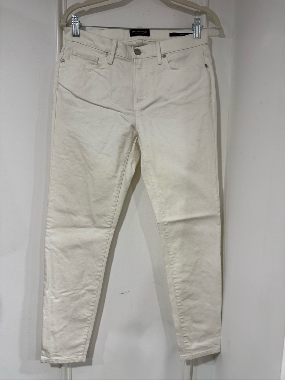 Banana Republic Premium Denim Skinny Off-White Jeans